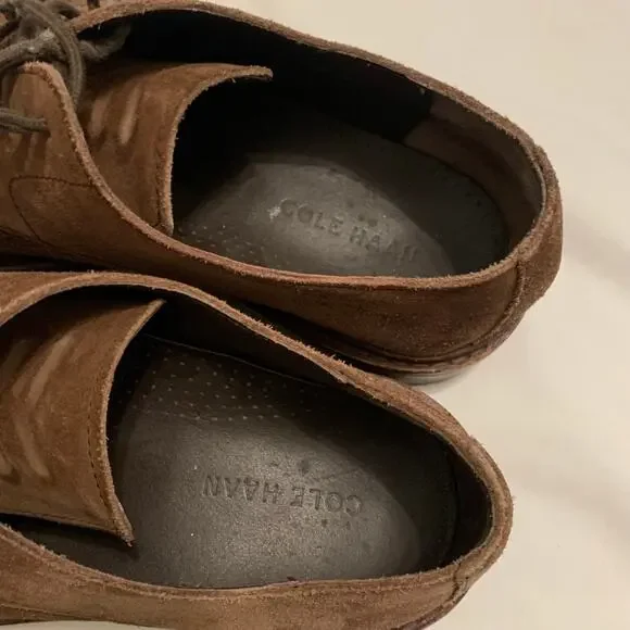 Cole Haan Suede Leather Derby Shoes Oxford Brown lace up Men Sz 10 - Picture 2 of 10
